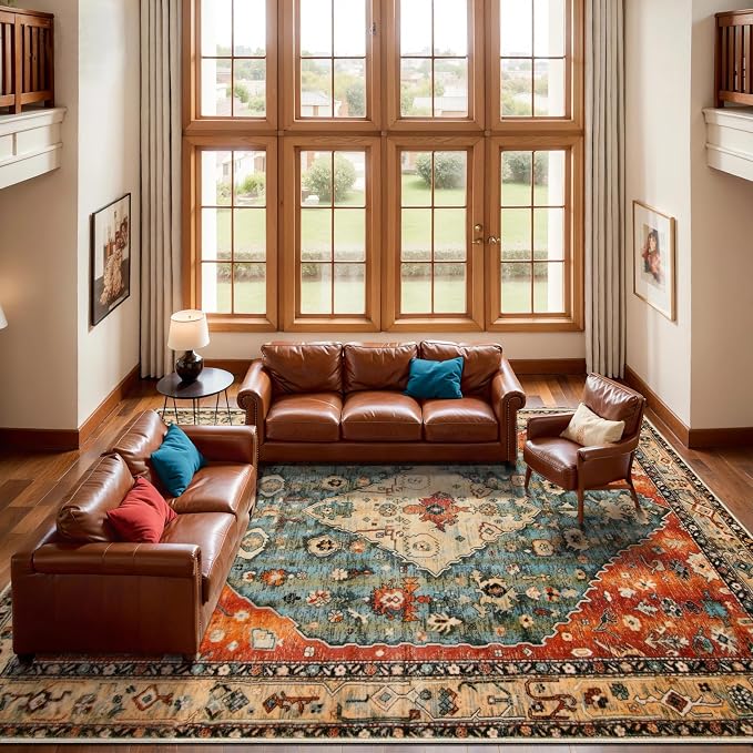 SERISSA 10x12 Washable Non Slip Boho Area Rug - Image 2
