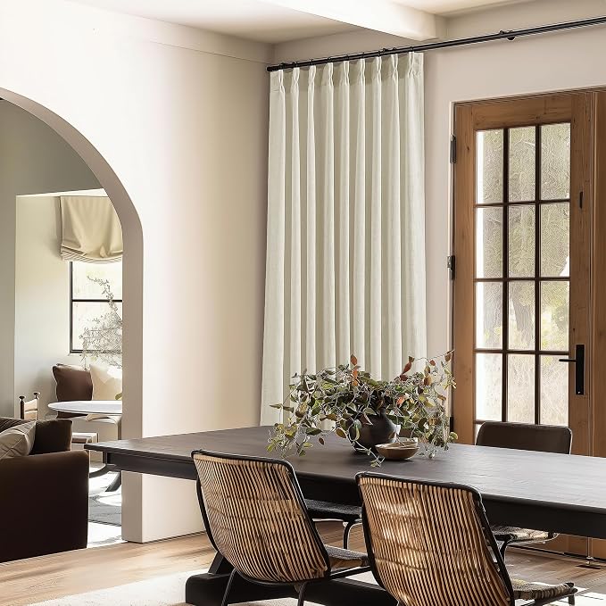 60 Inch Width 108 Inches Long Linen Pinch Pleat Curtains 1 Panel | Light - Image 5