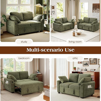 Ihanherry 59-inch Corduroy Convertible Sofa Bed - Image 7