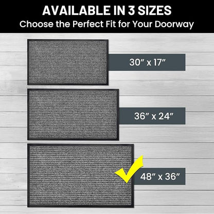Front Door Mat, Indoor Outdoor Welcome Muddy Doormat, 48x36 Battleship Gray | - Image 5