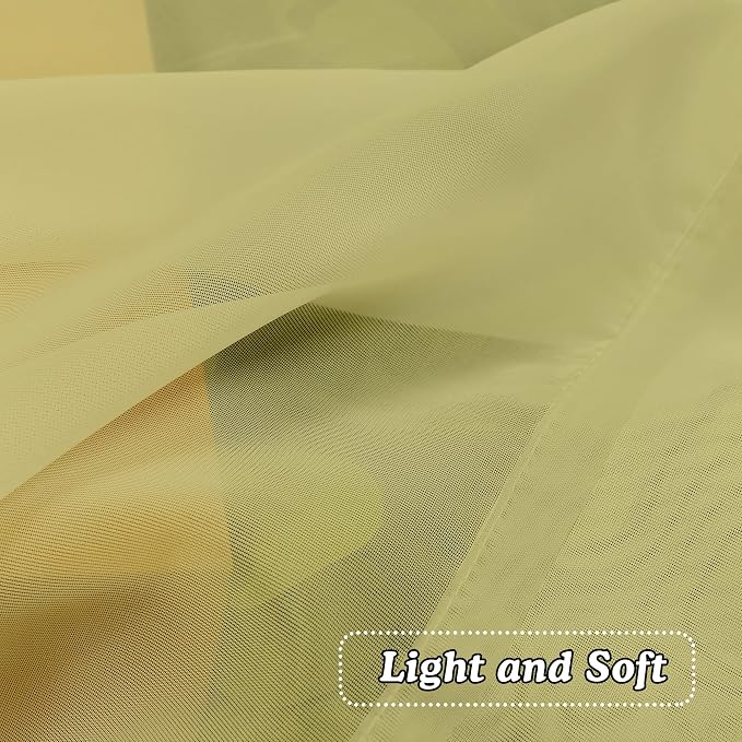 Mustard Yellow Sheer Curtains 45 Inches Long 2 Panels, Light Filtering Sheer - Image 5