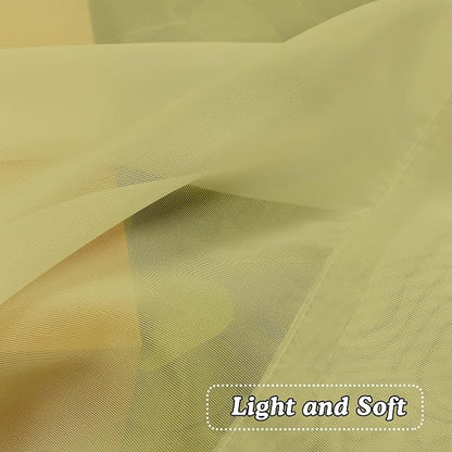 Mustard Yellow Sheer Curtains 45 Inches Long 2 Panels, Light Filtering Sheer - Image 5
