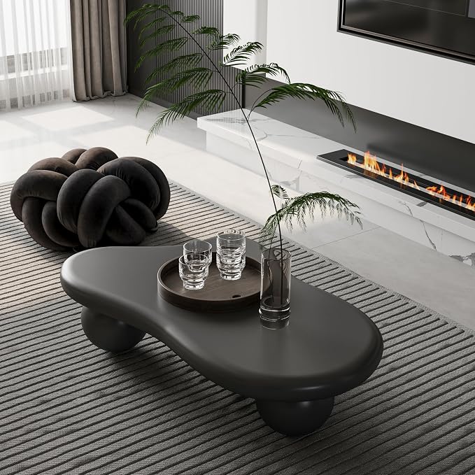 40” Cloud Coffee Table with 3 Ball Legs, Modern Irregular Center Table - Image 3