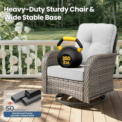 Weaxty 7 Pieces Patio Furniture Set, Wicker Outdoor Swivel Rocking Chairs - Image 6