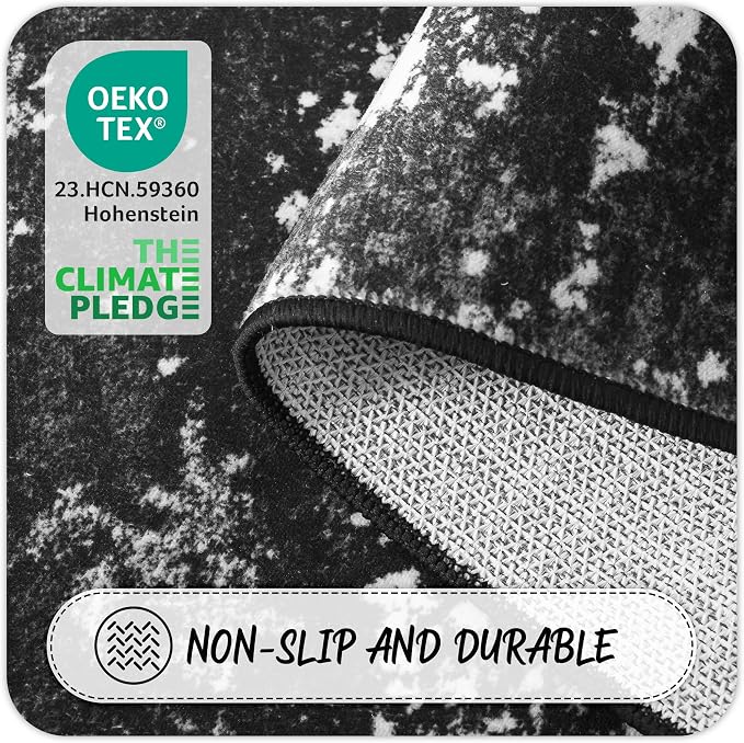 Black Entryway Rug 2x3 Washable Door Mat Indoor Entrance 24x36 | Small Throw - Image 4