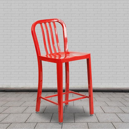Flash Furniture Commercial Grade 24" High Red Metal Indoor-Outdoor Counter - Image 2