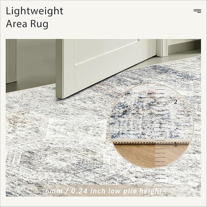 Soalmost Runner Rug 2x10 Washable Hallway Kitchen Runners Blue/Ivory | Non-Slip - Image 7