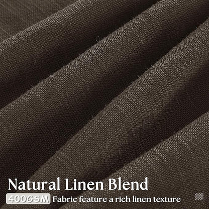 Dark Chocolate Pleated Linen Semi Sheer Curtains 45 Inch Length 2 Panels | - Image 2
