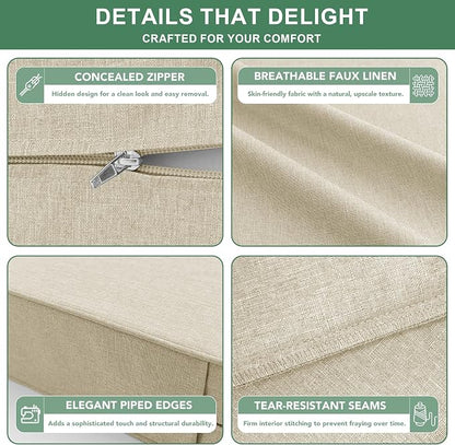 Summsun Patio Chair Cushions 24 x 24 Inch, Faux Linen Outdoor Furniture Cushions - Image 5
