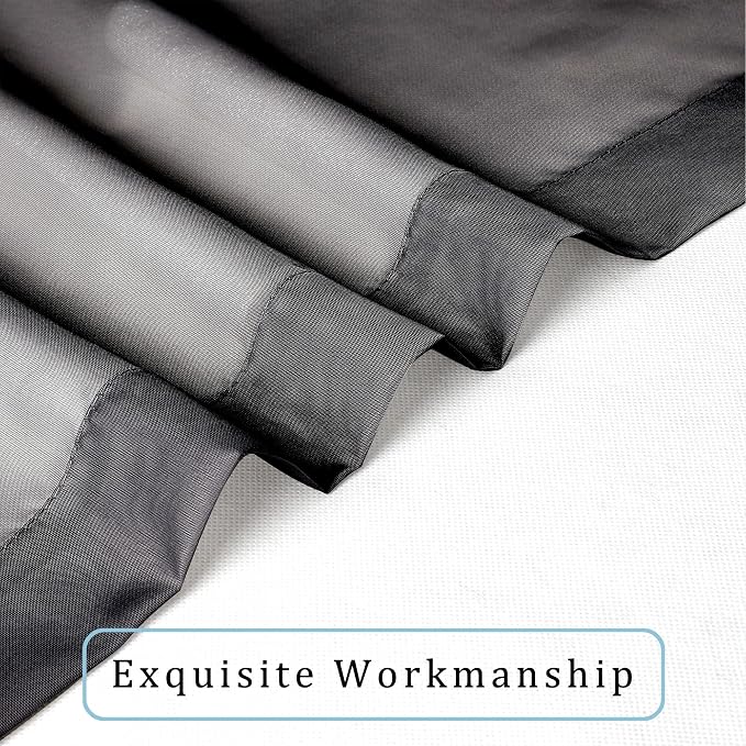 Sheer Black Curtains 84 Inch Length 2 Panels Set - Image 4