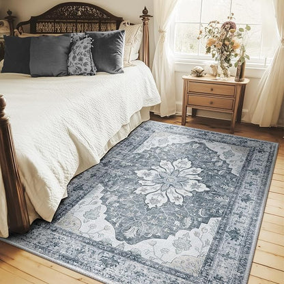 RELEANY Washable Area Rug, Water Repellent, Pet Friendly, Vintage Floral Boho - Image 3