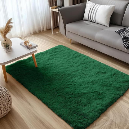 OLANLY 3x5 Machine Washable Small Bedside Rug, Soft Fluffy Shaggy Rugs - Image 3