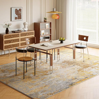 Beige Gold Washable Rug 6x9 Area Rugs - Image 2