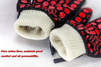J H Heat Resistant Oven Glove:EN407 Certified 932 °F, 2 Layers Silicone Coating, Oven Mitts for Cooking, Kitchen, Fireplace,Camping, Grilling