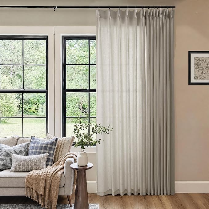 Extra Long 102 Inch Curtains 100 Inches Wide Linen Pinch Pleat Drape | by DUKIYO
