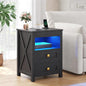 HWB LED Nightstand with Gun Drawer: Bedside Table with Charging Station by HWBEnjoywarmhome