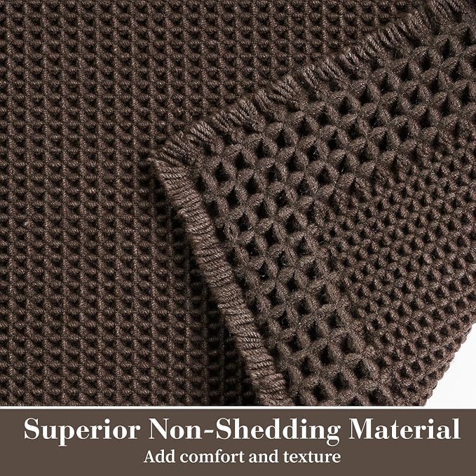 RESARE Waffle Bath Mat for Bathroom Non Slip Bathroom Rugs 24x36 Dark Brown | - Image 2