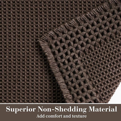 RESARE Waffle Bath Mat for Bathroom Non Slip Bathroom Rugs 24x36 Dark Brown | - Image 2
