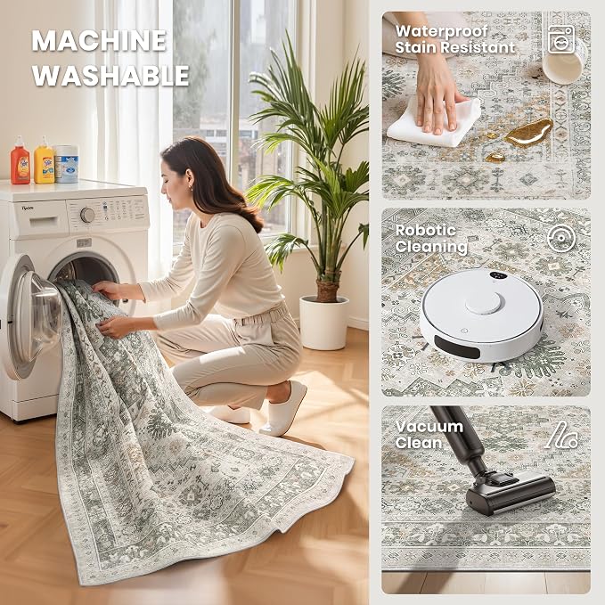 5x7 Area Rugs for Living Room, Large Washable Rug, Dining Room, Low Pile - Image 5