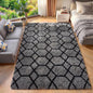 Area Rugs for Bedroom Living Room, 4x6 Fluffy Grey and Black Geometric Rug | by ONASAR