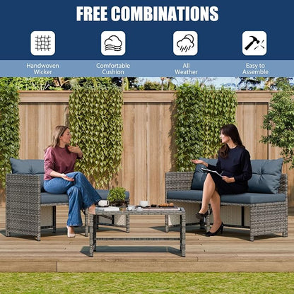 Vongrasig 3 Pieces Patio Furniture Sets, All-Weather Wicker Outdoor Sofa Couch - Image 6