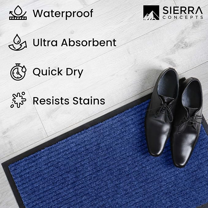 Front Door Mat, Indoor Outdoor Welcome Entryway Entrance Doormat 30x17 Blue | - Image 6