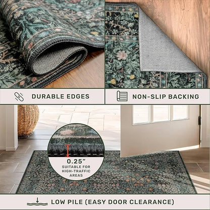 Dark Green Washable Entry Rug - Image 5