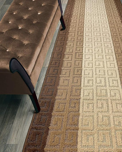 Custom Length Hallway Runner Rug, Slip Resistant, Meander Brown, 26 Inch X 20 by ORFAHOME