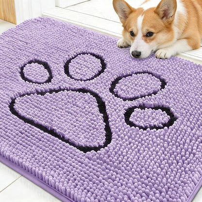 OLANLY Dog Door Mat for Muddy Paws 30x20, Paw Print Design Chenille Mud Mat | by OLANLY