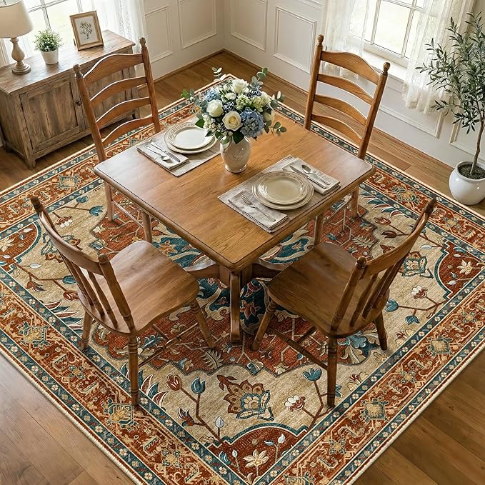RELEANY Washable Area Rug, Square 8'x8', Water Repellent, Pet Friendly - Image 2