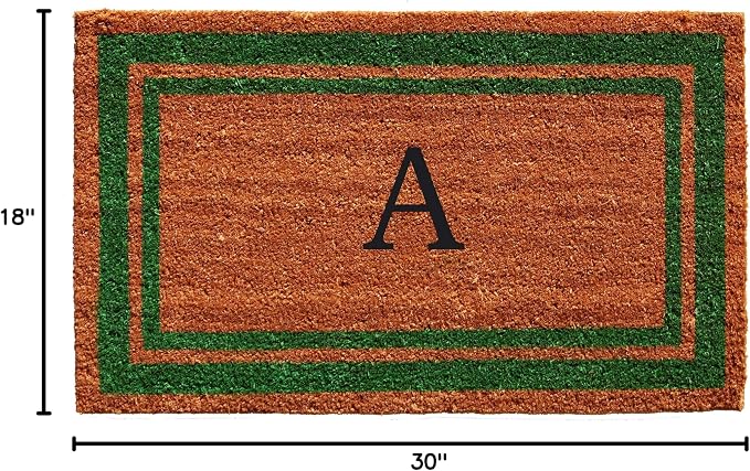 Calloway Mills Green Border 18" x 30" Monogram Doormat, Natural/Green - Image 2