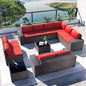Kullavik Outdoor Patio Furniture Set 12 Pieces Sectional Rattan Sofa Set Brown by KULLAVIK