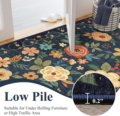 DUKINO 3x12 Washable Runner Rug Long Hallway Runner Rug Non Slip Navy Blue | - Image 6