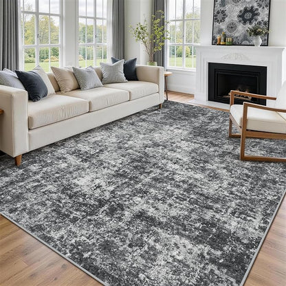 8x10 Area Rugs for Living Room Washable Bedroom Dining Room Black Grey | Modern - Image 7