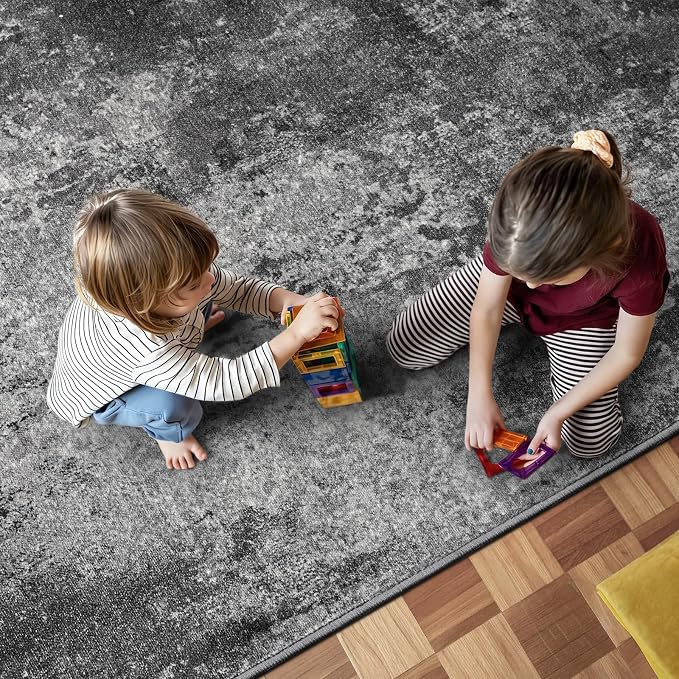 3x8 Black Rug Runners for Hallways Kitchen Runner Rug Non Slip Washable Black - Image 5