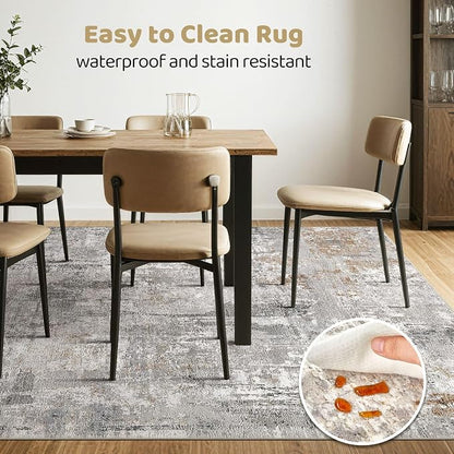 LOONGRUG 5x8 Area Rug Washable Neutral Modern Living Room Rugs Grey Rust | - Image 6