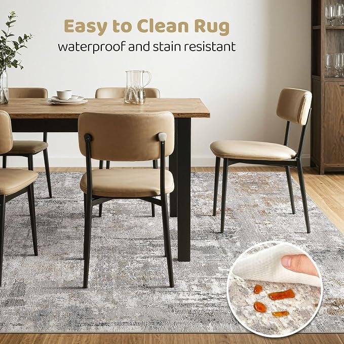 LOONGRUG Area Rug 5x7 Washable Neutral Modern Living Room Rugs Grey Rust | - Image 6