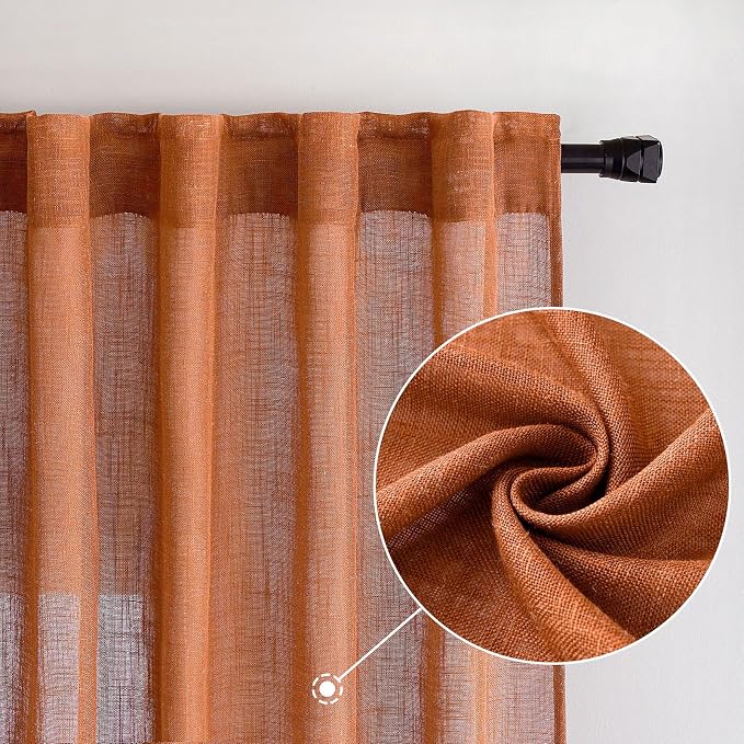 MIULEE Orange Fall Linen Curtains 52x96 Inch 2 Panels - Image 7