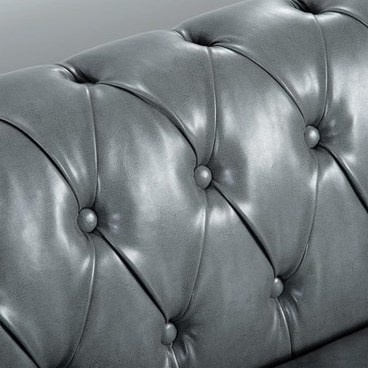 LEVNARY Chesterfield Sofa, Classic Tufted Upholstered Leather Couch, Modern 3 - Image 6