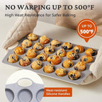 BRONYPRO Ceramic Mini Muffin Pan, 24-Cup Nonstick Aluminized Steel Mini Cupcake Pans, Healthy Non-Toxic Ceramic Coating Muffin Tin, 2 Pack Cup Cake Pans for Baking Cream