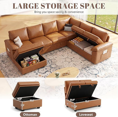 108 Inch Faux Leather Modular Sectional Sofa - Image 6