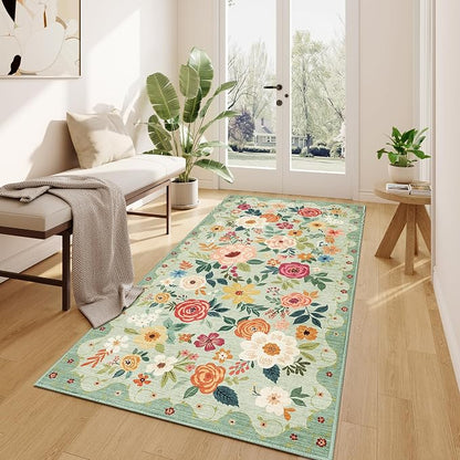 DUKINO 3x6 Runner Rug, Non Slip Floral Washable Rug - Image 8