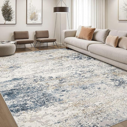 DMOYEST Area Rug Living Room Rugs 6x9 Washable Abstract Beige Blue Carpet | by DMOYEST
