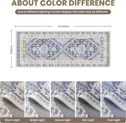 3x8 Runner Rug Non Slip, Washable Hallway Runner Rug, Nursery Room, Soft Runner - Image 2