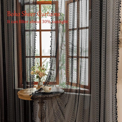 Sutuo Home Lace Boho Curtains 2 Panels - Image 2