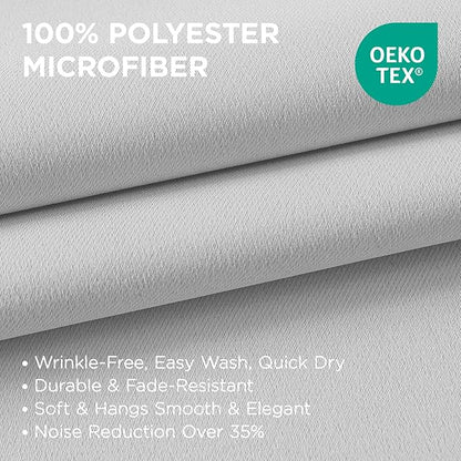 Joydeco White Curtains 63 Inches Long 2 Panels Set, Thermal Insulated Long - Image 3