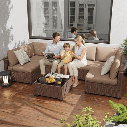 KIGOTY 7-Piece Patio Furniture Set, All-Weather PE Rattan Outdoor Sectional Sofa - Image 8