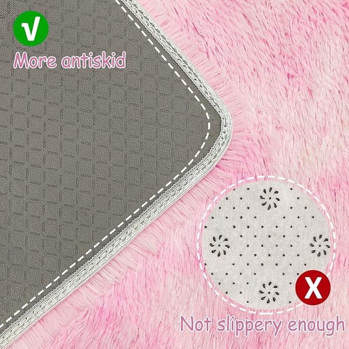Tie-Dye Pink Soft Shaggy Fluffy Rug - Image 3