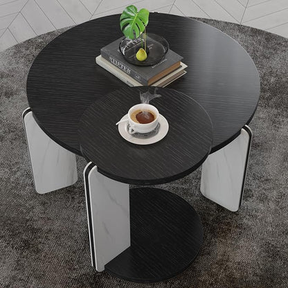 GDFStudio Round Nesting Coffee Table Set of 2, Modern Wooden Accent Side Table - Image 4