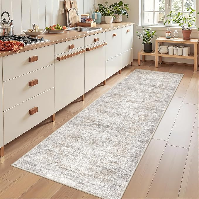 2x7 Runner Rug Non Slip, Washable Hallway Runner Rug, Taupe | Neutral Rugs - Image 4